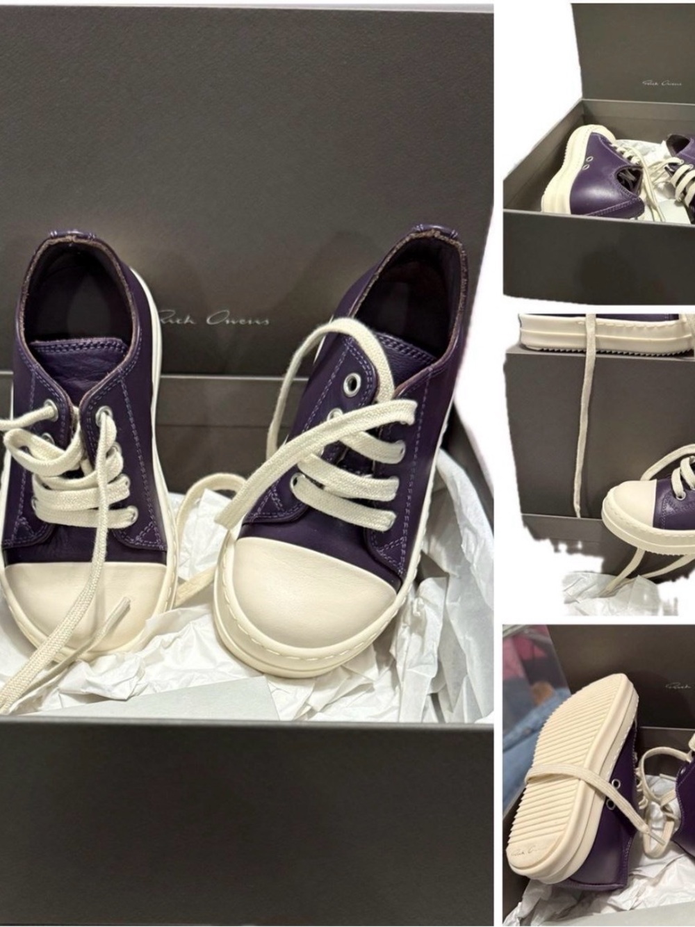 Rick Owens Kids Purple and Cream Low-Top Sneakers